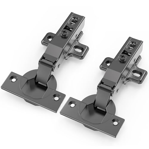 Chibery 10 PCS Full Overlay 3/4 inch Overlay Soft Close Hinges, Clip ON Plate, 105 Degree, Silent Hydraulic, Black Frameless European Concealed Hinge for Kitchen Cabinet Door, Wardrobes, and Bookcases - color: Full Overlay, size: 10 Pack