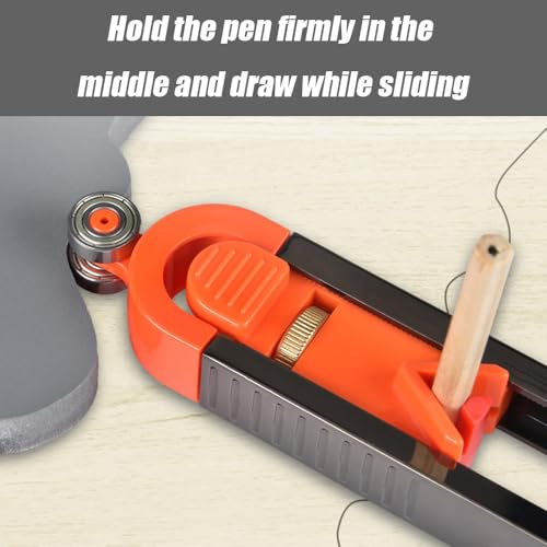 QPINGH 1Pcs Precise Contour Scribe Tool with 2 Pencil, Upgrade Measuring Scribe Tools With Lock For Pencil for Woodworking Finish Carpenter, Construction, DIY Handymen