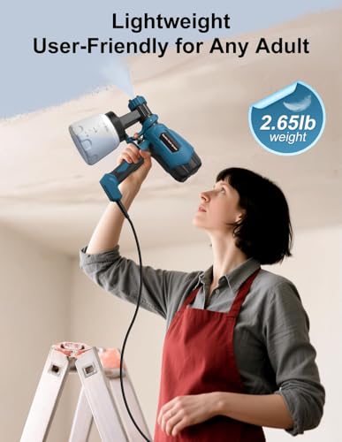 Paint Sprayer, Electric Spray Paint Gun, 3 Modes & 4 Brass Nozzles - color: Blue