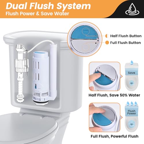 2-Inch Dual Flush Valve Replacement Kit for 2-Piece Toilets, Toilet Repair Kit Inside Tank with Push Button, Gasket & Bolts,Compatible with Glacier Bay, American Standard, and Toto - size: 2 Inch