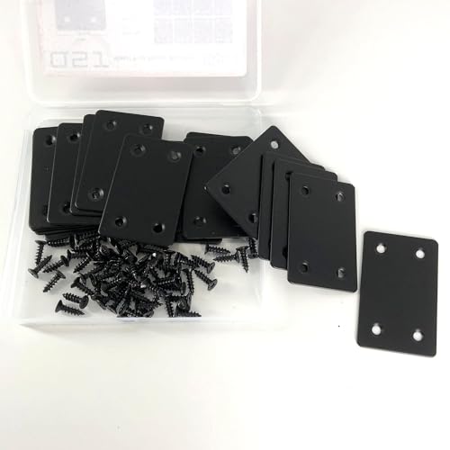 QSJ 16 Pack Stainless Steel Flat Mending Plate 2.36x1.49'', Thickness 1.5mm Straight Stainless Steel Brace Bracket, Fixing Joining Plate for Wood Furniture Fastening & Fixing - size: Black, 2.36x1.49''