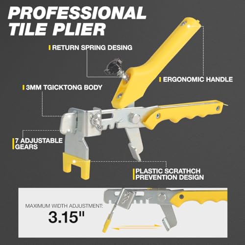 Tile Leveling System with Tile Plier - 600-Piece Tile Spacers Clips
