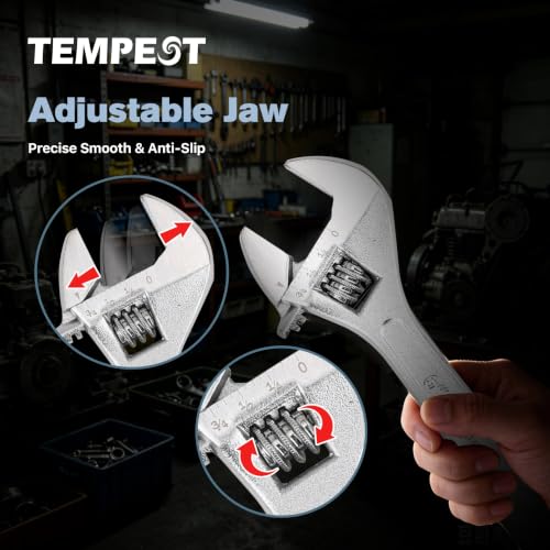 Tempest 6 Inch Adjustable Wrench, High-Torque Carbon Steel Wrench with Metric Scale,for Plumbing, Automotive Repair and Home DIY - size: 6 Inch