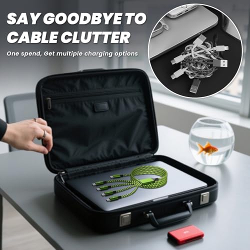 USB C Splitter Multi Charging Cable for Multiple Devices, 2Pack 5FT - color: Green&Black