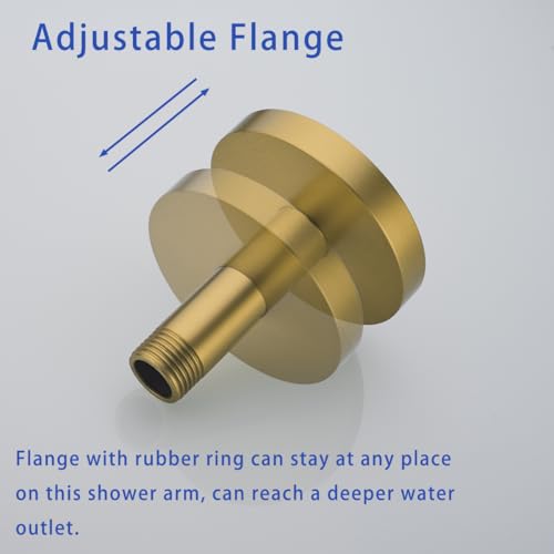 Wall Mounted Stainless Steel Shower Arm Shower Head Extension Pipe Bathroom Accessories 4 Inch Champagne Bronze,SW-RD91038-4CB. - color: Circular Flange-4" Champagne Bronze