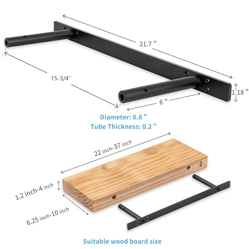 22‘’ Heavy-Duty Hidden Floating Shelf Bracket – 210 LBS Max Load (Mounted on Studs), Floating Mantel Bracket for Fireplace & Wall Shelves, Includes Easy Installation Kit（22 inch Brackets） - size: 22 Inch - With Ease Kit (New)