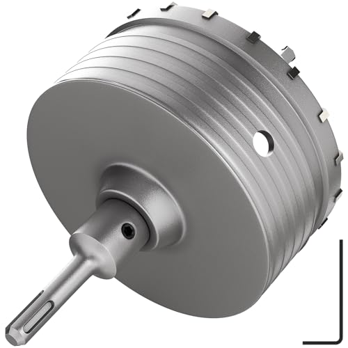 DAIMIT Concrete Hole Saw 160mm / 6.3 "with 220mm SDS Plus Shank Connecting Rod, Hole Saw Tool Set for Concrete Cement Brick Stone Wall Drilling - size: 160MM