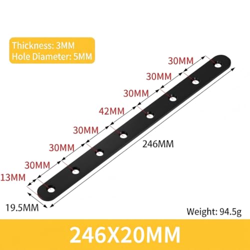 4 Pack Flat Straight Brackets, 246mm/9.7" Black Mending Plates - color: Black, size: 246mm/9.7"
