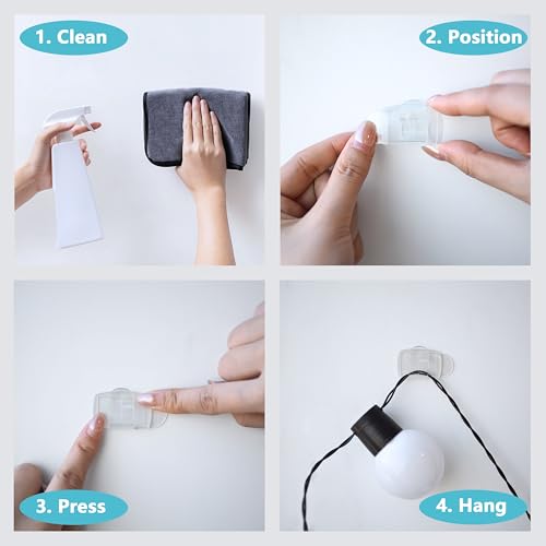 MOVELYST Clear Indoor Large Cord Clips, 20 Clips+28 Strips, Damage-Free - size: L-20 PCS