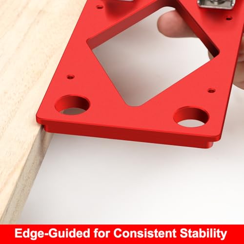 Track Saw Square Guide for Guide Rail, CNC 90 Degree Right Angle Guide with Edge Support, Compatible with Festool, Makita, and Powertec,Compact Circular Saw Accessory for Parallel Guide System - color: Red