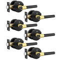 Goldenwarm 6 Pack Black and Gold Interior Door Handles, Privacy Lever Door Handle, Interior Door Lever Pack, Black and Gold Door Handles Interior for Bedroom, Bathroom