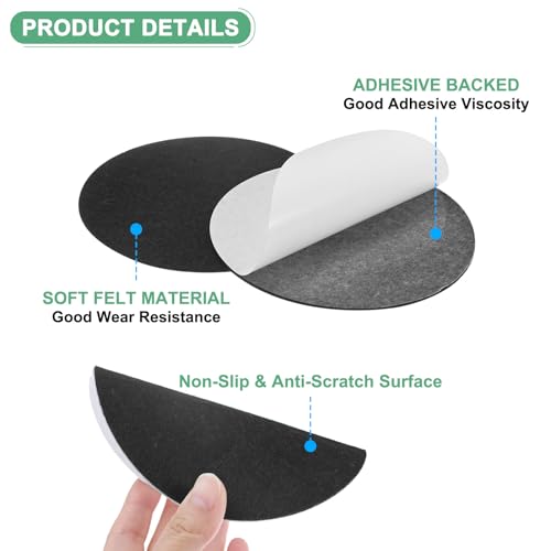M METERXITY 30-Pack Lamp Base Felt, 5 Inch Dia. 2mm Thick Self Adhesive Round Fabric Felt Pads for Lamp/Furniture/DIY, Non-Slip Fiber Backed Patch Circles with Adhesive Backing [Black] - color: Black, size: 5" Dia