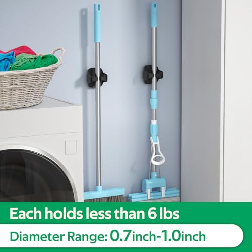 reliahom Broom Holder Wall Mount Mop Grippers organizer wall hanging,10Pack - color: Black, size: 10 Pack 1Rack