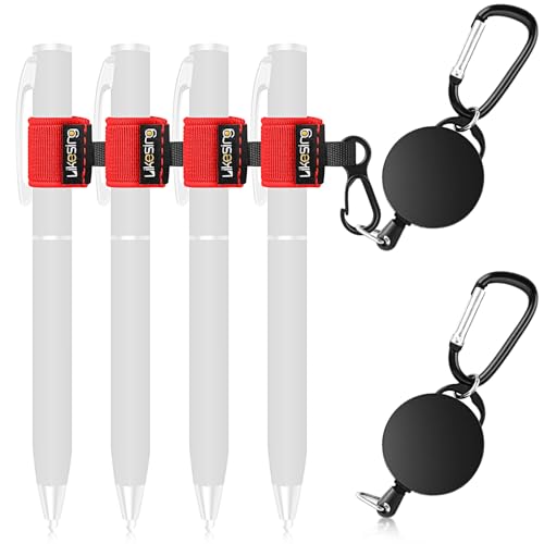 Likesing Retractable Pen Holder, 27.5" Reel Elastic Pen Leash(Red) - color: Red-2 CircularCilp