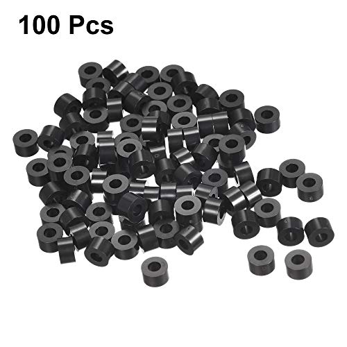 uxcell Nylon Round Spacer Washer 3.2mm ID 7mm OD 4mm Height for M3 Screws Black 100Pcs - size: 3.2mmx7mmx4mm