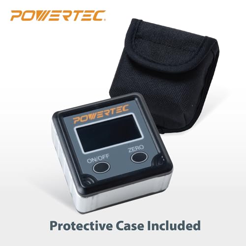 POWERTEC 71828V Table Saw Angle Gauge, Digital Angle Finder Protractor, Digital Level Box, 1 Pack, Digital Angle Gauge for Woodworking, Table Saw, Miter Saw