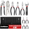 10PC Pliers and Wrench Set with Storage Rack – Includes Channel Lock | Long Needle Nose | Diagonal Cutter | Groove Joint | Linesman & Mini Plier, Carbon Steel Tool Kit for DIY and Home a Gift for Man - size: 10pc
