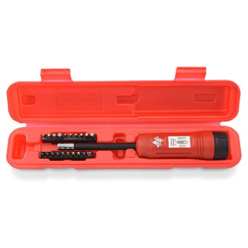 NEIKO 10573B 1/4” Torque Screwdriver Set, 20 Hex Bits, 10 to 50 In-Lbs, Long Shank Screwdriver Torque Wrench, Adjustable Inch-Pound Torque Screwdriver for HVAC and Gunsmiths - size: Long Torque