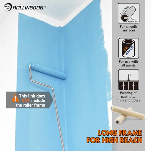 ROLLINGDOG 6" Paint Roller Covers Synthetic Velour Paint Roller - color: 8PC Synthetic Velour Roller sleeves