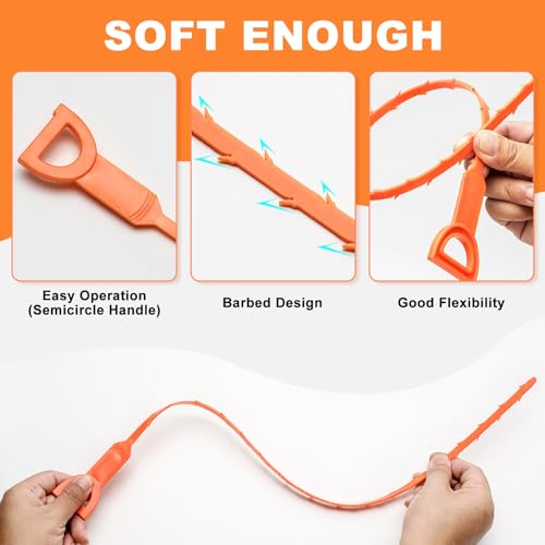 Drain Snake Clog Remover - 6 Pack 20 Inch Flexible Hair Tool - style: Drain Snake 6pcs