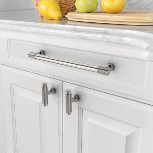 Amerdeco 10 Pack Brushed Satin Nickel Knurled Cabinet Pulls 7 Inch(177.8mm) Hole Center Kitchen Cabinet Handles Drawer Pulls Cabinet Hardware ZH0034 - color: Brushed Satin Nickel, size: 7"/177.8MM Hole Center