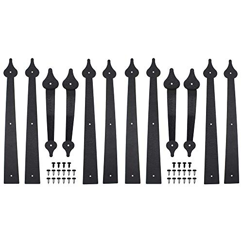 WINSOON Decorative Metal Garage Door Hardware Screw in, Black Steel, 2 Sets - size: 2Packs