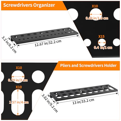 Wall Mount Hand Tool Storage Racks, Screwdriver Organizer, Pliers Holder, Hammer Rack, Metal Storage Shelf, Hand Tool Organizer for Garage, Workshop, Shed, Set of 4