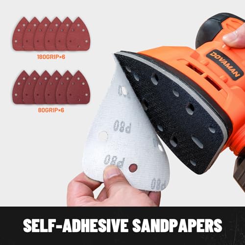 DOVAMAN 130W Detail Sander, 12000RPM Palm Sander Tool - color: B-orange