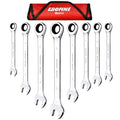 Egofine 8-Piece Ratcheting Wrench Set, Cr-V Steel Mertic Wrench Set from 7mm to 17mm wrench, 72 Teeth Ratchet Wrench, 12 Point Open End & Box End Combination wrench set with Roll Up Pouch - size: Metric-8 piece set