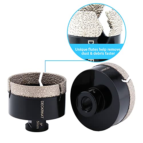 Diamond Hole Saw, 3" Hole Saw for Tiles Granite Marble Ceramic Glass Porcelain, 75mm Core Drill Bit with 5/8-11 Thread and 3/8” Hex Shank Adapter for Angle Grinders & Drills - size: 3"(75mm)