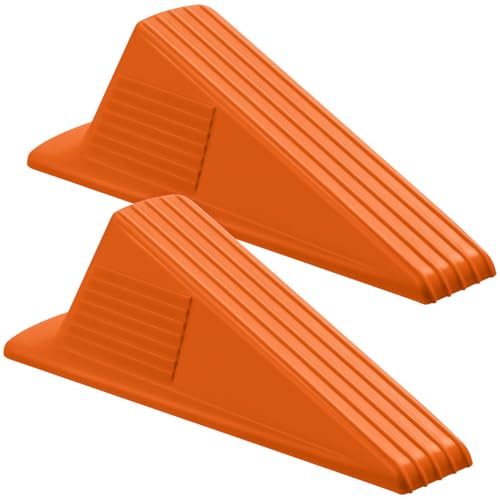 Frienda 2 Pcs Heavy Duty Rubber Door Stops Wedge Stackable,Orange - color: Orange