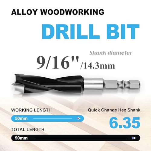 2-Pack 9/16 Inch Forstner Drill Bit Carbide Tipped Woodworking Hinge Cutter - size: 9/16"