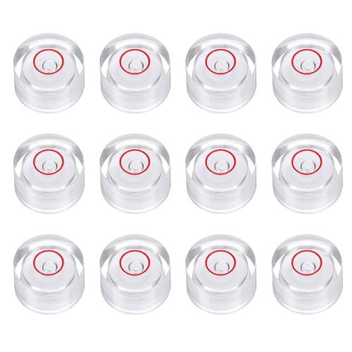 HARFINGTON 12pcs Circular Bubble Spirit Level 14x8mm Mini Round Bubble Spirit Level Little Measuring Layout Tools for TV Industrial Carpentry Picture Frame, White/Red - color: White/Red, size: 14x8mm