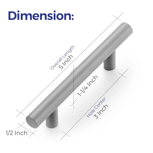 Ravinte Cabinet Handles,5" Length,3" Hole Center,Grey,12 Pack - color: Gray