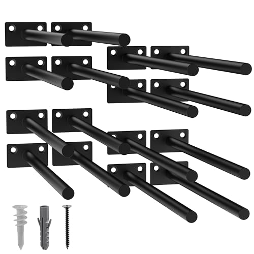 16-Pack 10 inch Floating Shelf Brackets, Hidden Shelf Bracket for Wood - color: Black-16Pack, size: 10 Inch