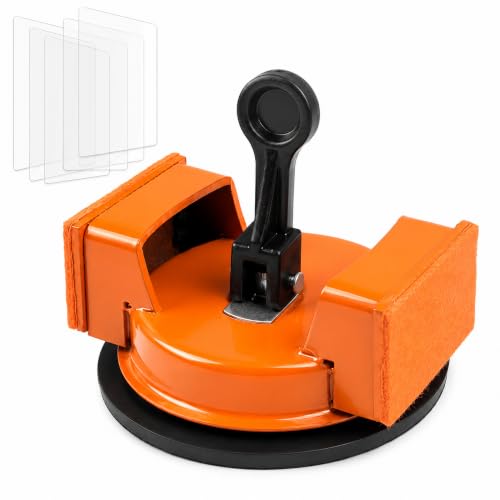 Floor Gap Fixer Tool, Heavy-Duty Plank Grabber for Laminate, LVP & Vinyl | Iron body with felt strike pads, locking suction cup and six washable adhesive pads