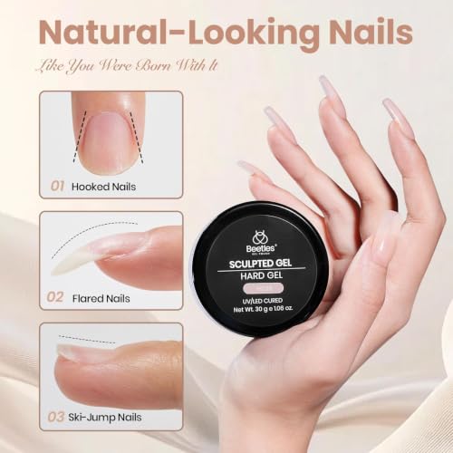 Beetles Hard Gel Clear Nude Brown, Bare Veil with Medium Square Nail Tips - color: Clear Nude Brown Bare Veil with Medium Square Nail Tips 3 x 30 g
