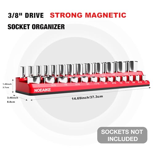 2-Pack 3/8 Inch Magnetic Socket Organizer Metric &SAE - size: 3/8"SAE&METRIC/2PCS