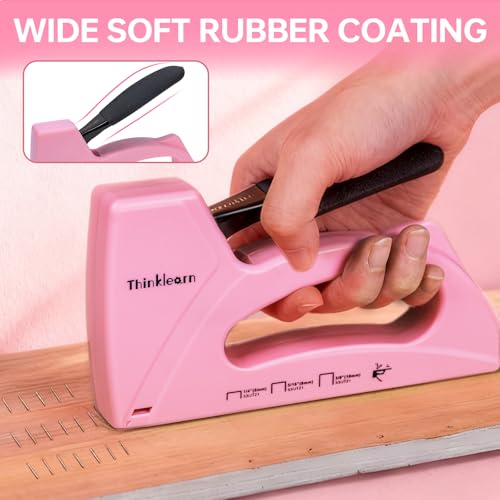 Pink Staple Gun for Crafting Projects, Light Duty Staple Gun for Wood - color: Pink