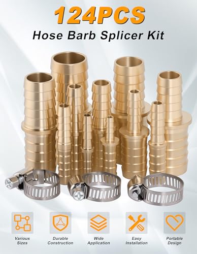 124PCS Brass Splicer Hose Barb Fittings Assortment