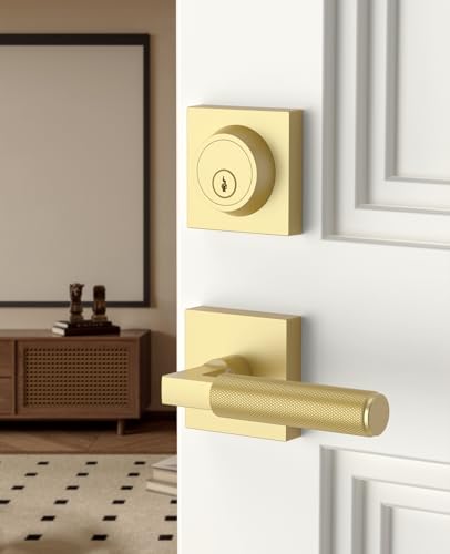 Asidrama 1 Pack Brushed Gold Passage with Deadbolts - color: Brushed Gold, size: 1 Pack, style: Passage with Deadbolt