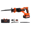 VEVOR 20V Brushless Reciprocating Saw, Cordless Reciprocating Saw with Battery, 3000 SPM Variable Speed, 1" Stroke Length Charger, 8 Blades, and Carrying Bag, for Wood, Metal and Plastic Cutting - size: 1-1/8 in-20V