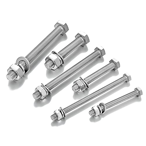164Pcs M6/M8/M10 Hex Nuts Bolts Set 304 Stainless Steel Long Bolts - color: K13 Long Sets-Silver