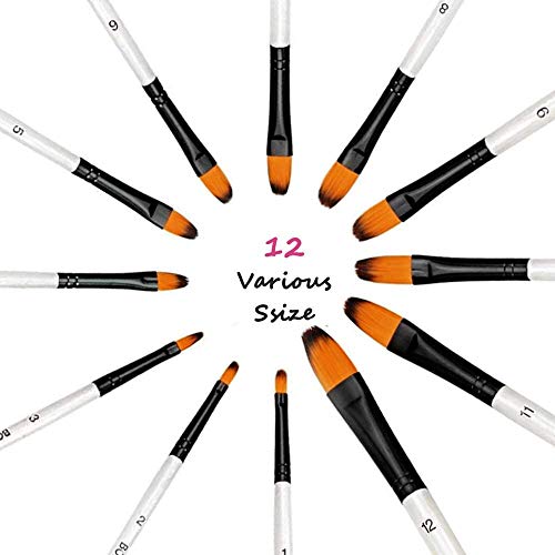 GETHPEN Filbert Paint Brushes Set, 12 PCS Artist Brush for Acrylic Oil