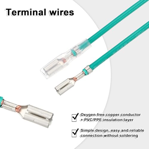 MECCANIXITY 30Pcs 2.8mm Female Spade Crimp Terminal with 20cm Wires - color: Green, size: 2.8mm, 20cm L