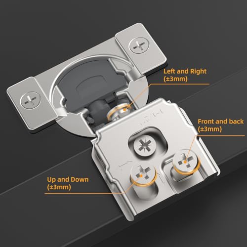 Chibery 4 Pack 1-1/2" Overlay 3D Soft Close Concealed Kitchen Cabinet Hinge for Face Frame Door, Pre-Assembled Easy-on Dowels, Self Closing Hidden Satin Nickel, 105° Open Concealed Stainless Steel - size: 1-1/2 inch Overlay