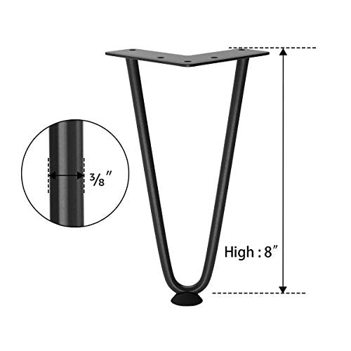 SMARTSTANDARD 8 Inch Heavy Duty Hairpin Furniture Legs, Black 4PCS - color: Black, size: 8 Inch