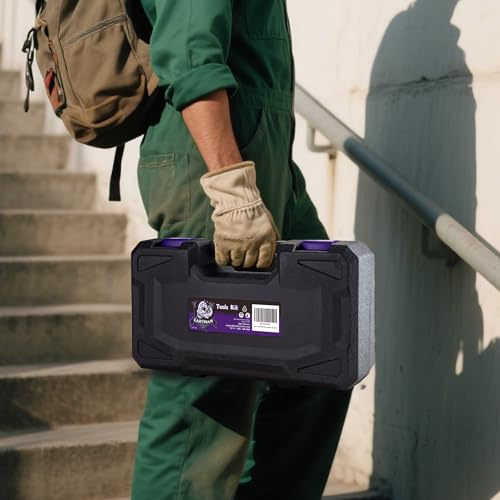 CARTMAN Complete Household Tool Set, Purple Hand Kit With Storage Case - color: Purple&Black