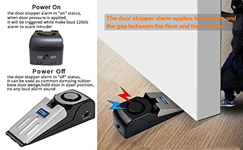 ZZRUI Door Stop Alarm with 120dB Siren, 4 Pack Portable Security Door Stopper Wedge Alarm for Travel, Home, Apartment, Dorm, Hotel, Entry Alert Safety Device for Women & Kids - size: 4 Pack