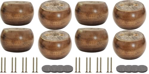2 Inch Wood Sofa Furniture Legs Round Walnut Bun Feet 2 Inch Tall Legs Replacement for Sofa/Couch/Ottoman/Loveseat/Cabinet with Screw Set of 4 (Diameter: 2.7inch, Walnut) (Pack of 2) - color: Walnut, size: Diameter: 2.7inch (Pack of 2)